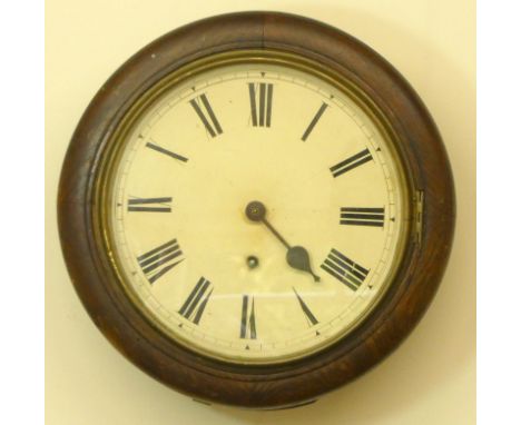 A Winterhalder &amp; Hofmeier circular oak dial clock, the movement, stamped W&amp;H Sch K, white enamel dial with Roman nume