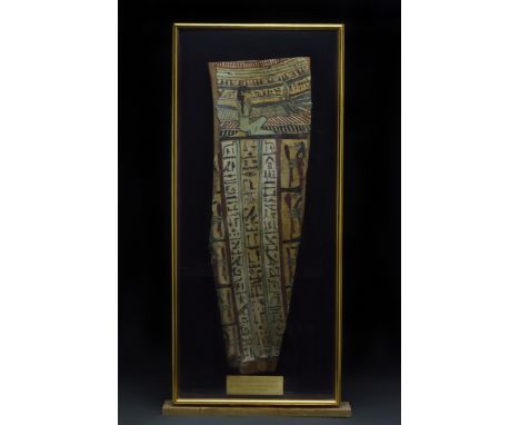 Saite Period, 26th Dynasty, Ca. 670-525 BC A large cedar wood sarcophagus panel covered in gesso and decorated with Nut to th