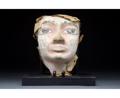 Third Intermediate Period to Late Period, Ca. 1069-332 BCAn ancient Egyptian anthropomorphic sarcophagus mask carved from an 