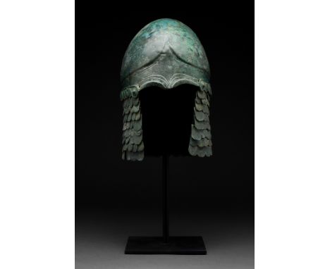 NORTHERN BLACK SEA COAST, Ca. 400 - 300 BC A rare and attractive Greek Chalcidian helmet with original armoured plate cheek g