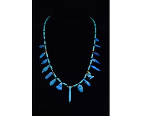 New Kingdom, 18th Dynasty, Amarna Period, Ca.1353-1336 BC or LaterA vibrant colourful restrung faience necklace formed of lig