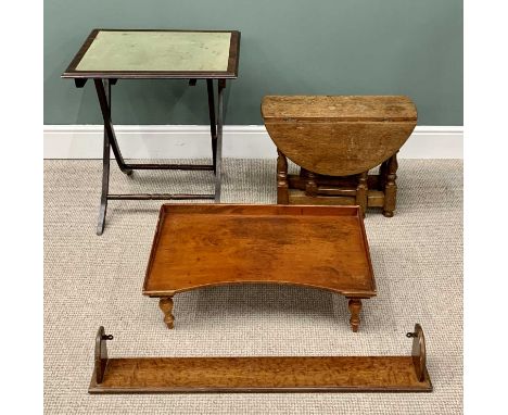 FOUR ITEMS OF VINTAGE OCCASIONAL FURNITURE GROUP  to include an oak antique style small gateleg table, 46cms H, 60cms L, 24cm