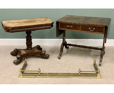 ANTIQUE &amp; REPRODUCTION FURNITURE PARCEL x 3, to include a Victorian mahogany fold over tea table on a carved column and q