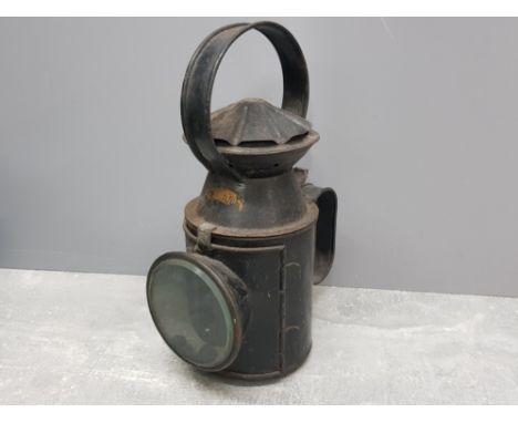 Vintage British rail signal railway hand lamp lantern, made from metal
