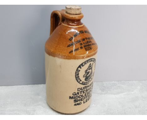 Large vintage stoneware advertising flagon 1956 with original stopper, 28cm