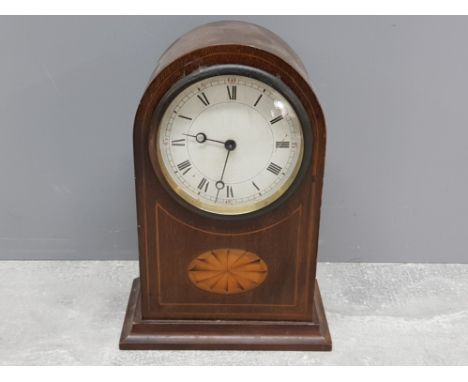 Nice Edwardian inlaid mahogany dome shaped mantle clock