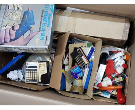 Box of mixed modelling tools, glue gun etc