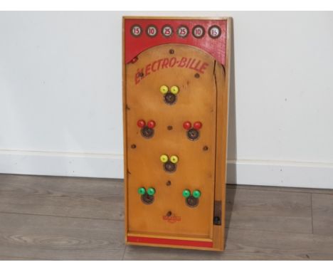 Vintage wooden Majolu Electro-Bille bagatelle, with 3 balls