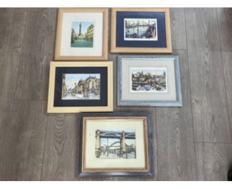 5 framed prints on Newcastle and Gateshead by B Simpson