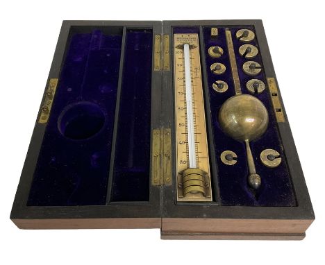 20th century cased Sikes Hydrometer by Dring &amp; Fage, box H6cm, L21cm