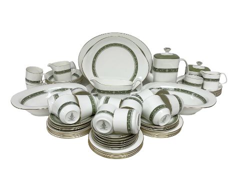 Royal Doulton dinner and tea wares, decorated in the Rondelay pattern, comprising six dinner plates, eight teacups, six sauce