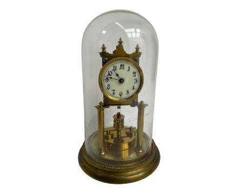 Gustav Becker - German Urania torsion clock with a glass dome, late 19th century 400-day movement with an enamel dial, arabic