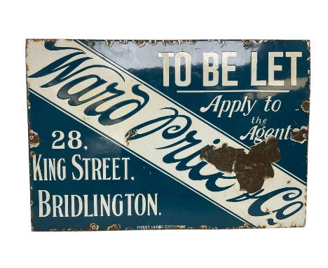 Ward Price Bridlington enamel advertising sign, H38cm, L56cm