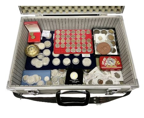 Coins, fantasy coins and tokens, including Great British pre decimal coinage, small number of pre 1947 silver coins, commemor