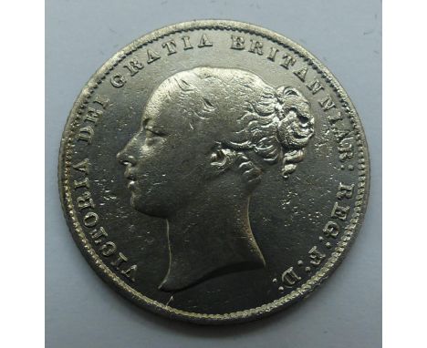 1864 Die 9 silver shilling of Queen Victoria. P&amp;P Group 0 (£5+VAT for the first lot and £1+VAT for subsequent lots) 