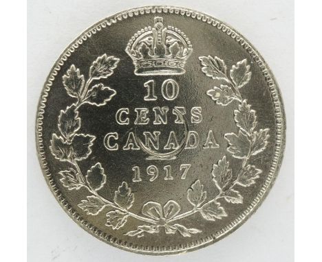 1917 Canadian silver ten Cents of George V, nEF grade. P&amp;P Group 0 (£5+VAT for the first lot and £1+VAT for subsequent lo