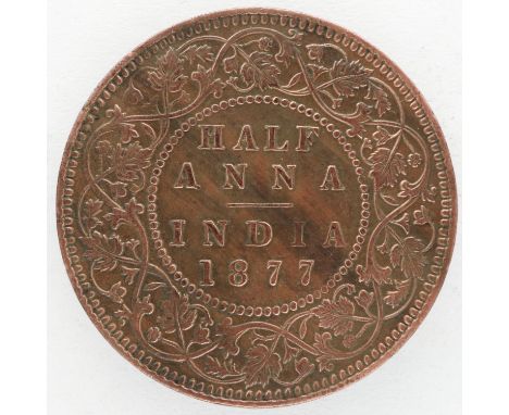 1877 Indian half anna of Queen Victoria, nEF grade. P&amp;P Group 0 (£5+VAT for the first lot and £1+VAT for subsequent lots)