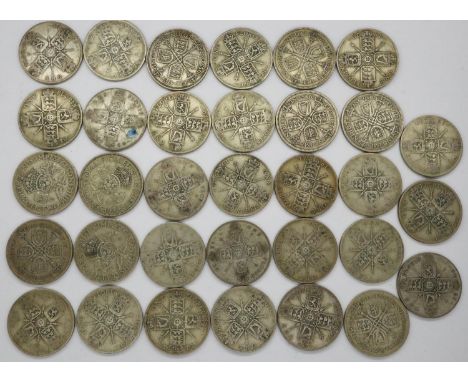 Collection of pre-1947 silver florins. P&amp;P Group 0 (£5+VAT for the first lot and £1+VAT for subsequent lots) 
