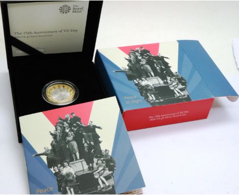 Royal Mint, The 75th Anniversary of VE Day, 2020, £2 silver proof coin, limited edition number 3436/4750, in presentation cas