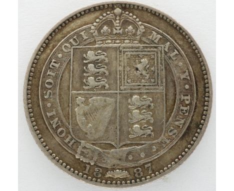 1887 silver shilling of Queen Victoria. P&amp;P Group 0 (£5+VAT for the first lot and £1+VAT for subsequent lots) 