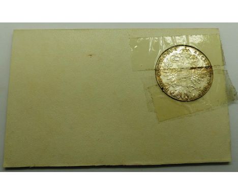 Maria Theresa silver thaler with presentation card, restrike. P&amp;P Group 0 (£5+VAT for the first lot and £1+VAT for subseq