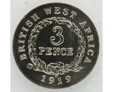 1919 British West Africa silver threepence of George V. P&amp;P Group 0 (£5+VAT for the first lot and £1+VAT for subsequent l