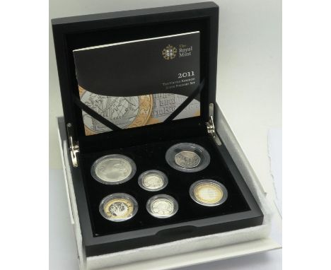 2011 Piedfort silver proof six-coin set, boxed with certificate. P&amp;P Group 1 (£14+VAT for the first lot and £1+VAT for su
