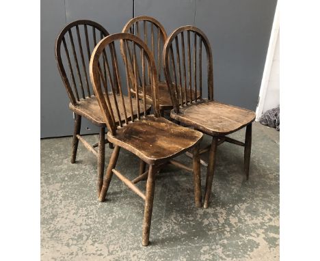 A set of four hoop back Windsor side chairs, two with early Ercol CC41 stamp 