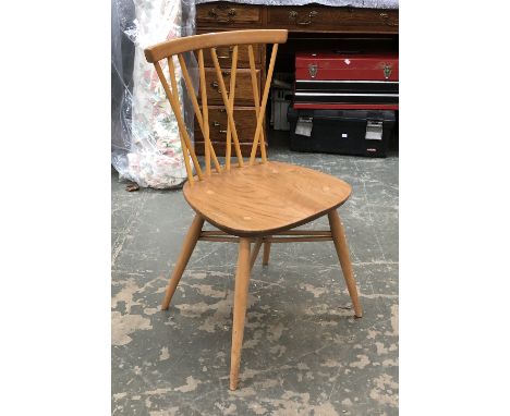 An Ercol model 376 'Candlestick' beech and elm stickback side chair 