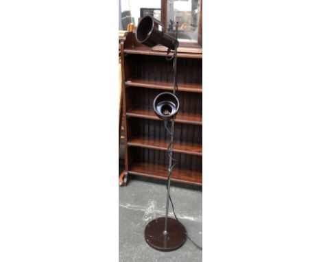 An adjustable floorstanding lamp with two fittings 