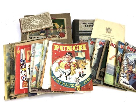 MAGAZINES, PRE-WAR (largely). To include some very clean 'Boys' Own Papers' 1939-40, Punch etc. And a child's game 'MARKLIN'.