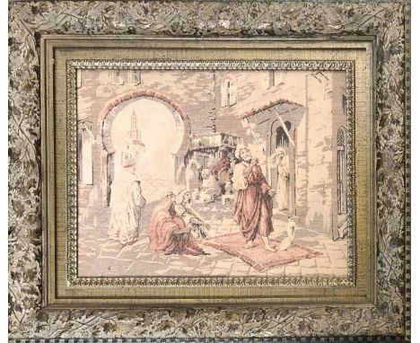 20th century tapestry of Arabic scene, 32x41cm 