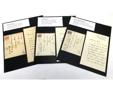 Three letters from the Bishop of Durham, Hensley Henson, to Lord Londonderry, the first dated 9th Feb 1922 and relating to th