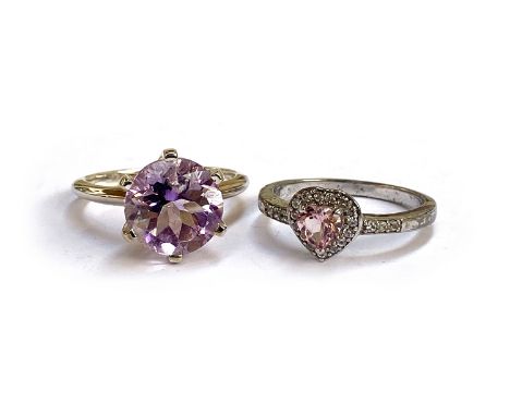 A sterling silver Boudi Hourglass amethyst ring, the Moroccan amethyst 4.45cts, size P 1/2, together with a heart shaped Kaff