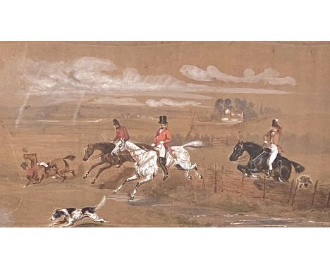 Alfred F. de Prades (British, fl. 1844-1883), a hunting scene, watercolour and bodycolour, signed and dated, 24x42cmProvenanc