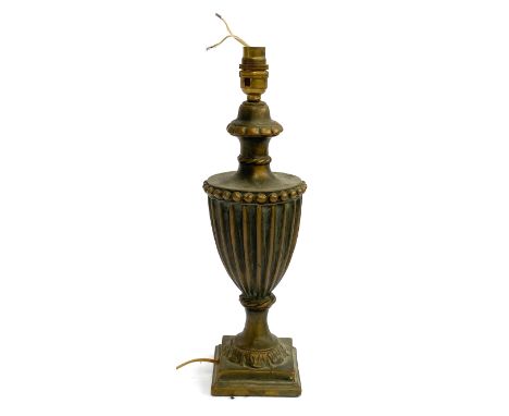 A gilt gesso table lamp, 33cm high to base of fitting 