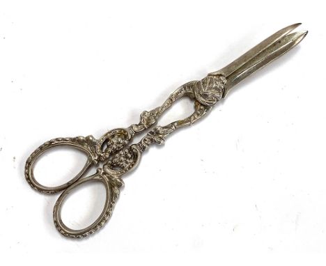 A pair of Victorian chased silver grape scissors by William Hutton &amp; Sons, London 1894, 3.9ozt 
