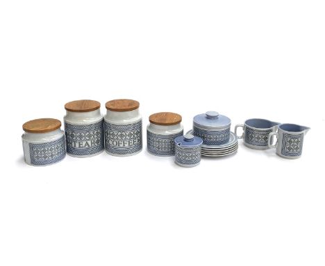 A quantity of Hornsea Tapestry ceramics, to include tea and coffee canisters, milk jug, plates etc 