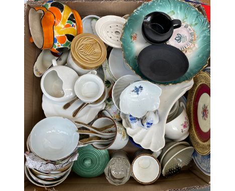 A mixed lot of ceramics to include Quimper, basalt, etc 