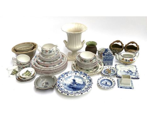 A mixed lot of ceramics to include Delft, large Beswick twin handled vase; Midwinter etc 