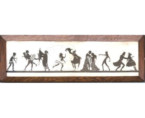 Lotte Nicklass, silhouette court party scenes, lithograph, 24x90.5cm 