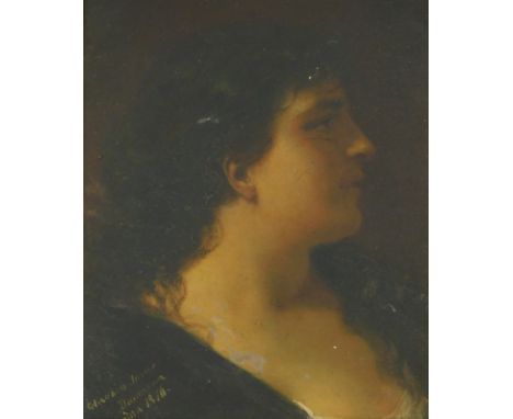 Ann Maria Elisabeth Jerichau-Baumann (1819-1881). Head and shoulders portrait of a woman, oil on board, signed and dated 1876