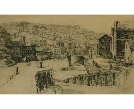 E.H Groome. Looe Harbour, artist signed and titled etching, 16.5cm x 24cm.