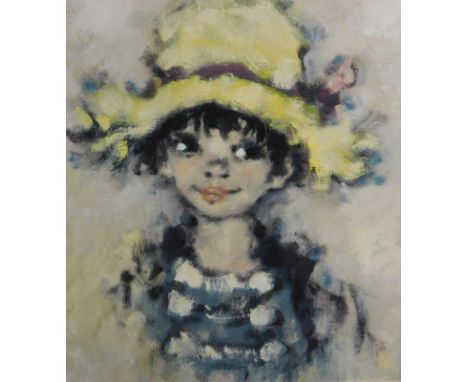 20thC Continental School. Portrait of a young child, oil on canvas, 59cm x 48.5cm. 