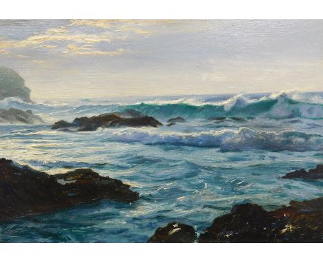 Charles Ernest Butler (1864- 1918/33). seascape, oil on board, signed, 15.5cm x 23cm.Labels verso Branscombe Galleries, The C