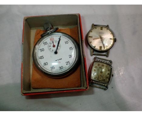 Tim stopwatch a Bulova wristwatch head, not working and a Nadim wristwatch head, working at lotting. UK P&amp;P Group 1 (£16+