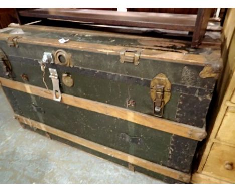 Wood bound cabin trunk, 110 x 60 x 60 cm. Not available for in-house P&amp;P 