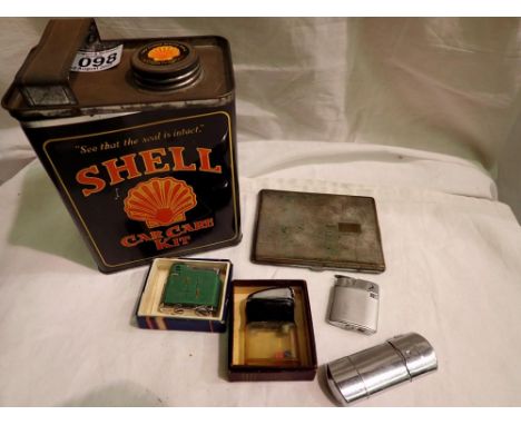 Shell Car Craft gift set, cigarette case and lighters UK P&amp;P Group 1 (£16+VAT for the first lot and £2+VAT for subsequent