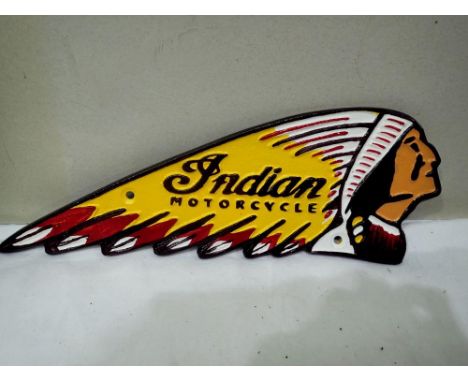 Cast iron No Liquor Served to Indians sign, W: 25 cm. UK P&amp;P Group 1 (£16+VAT for the first lot and £2+VAT for subsequent
