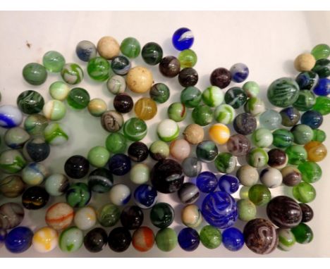 Box of early glass marbles. UK P&amp;P Group 1 (£16+VAT for the first lot and £2+VAT for subsequent lots) 